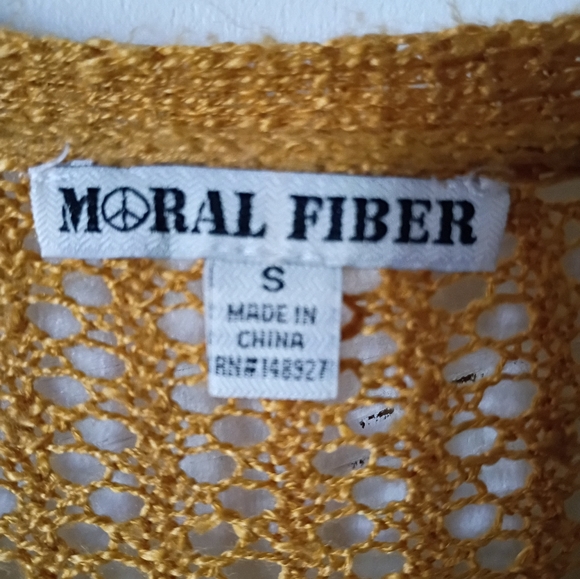 Moral Fiber Golden Open-Knit Cardigan - Picture 3 of 5